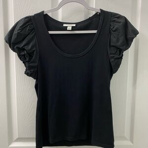 On 34th Women's Black Balloon Sleeve Scoop Neck Blouse Small